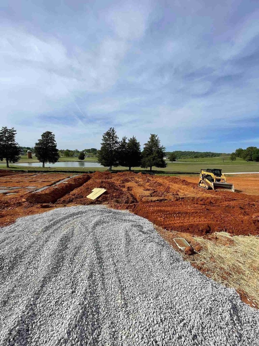 Construction site with gravel and foundation trenches, Debuty Builders, Knoxville, TN