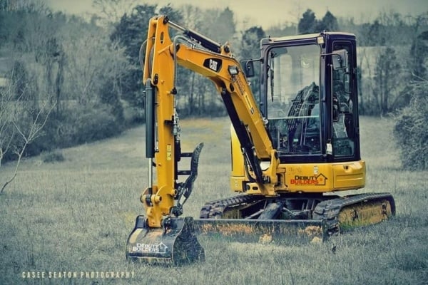 Debuty Builders excavator at a construction site for a custom home build in Knoxville, TN